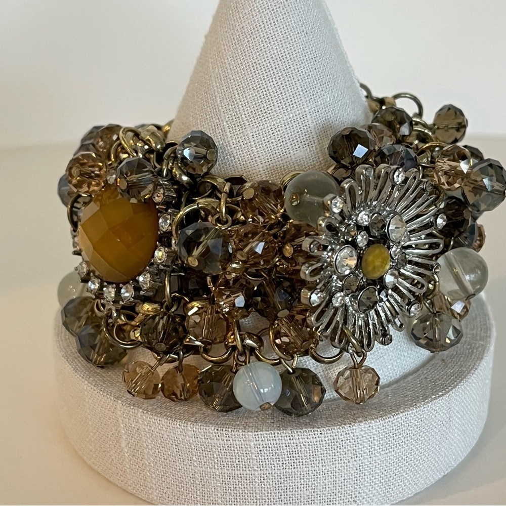 Vintage Beaded Bracelet with Amber Accents